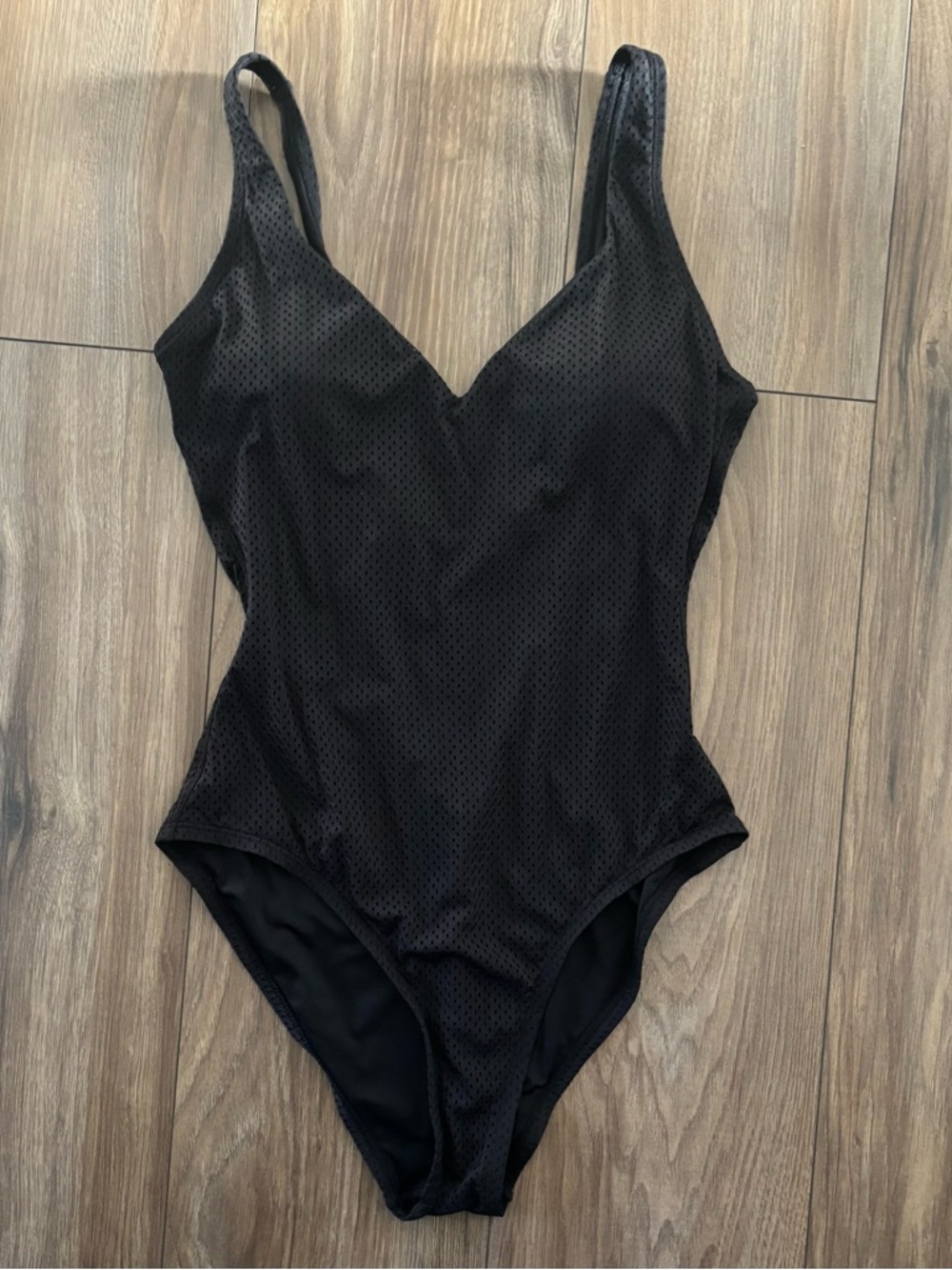 Andie Swim Jersey Mesh One Piece Black Size Large